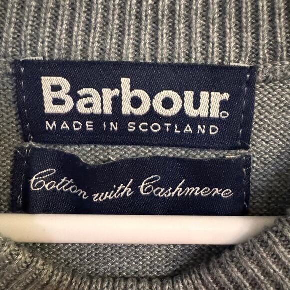Barbour Cashmere Cotton Crew Neck Sweater Size XS Gray Made in Scotland - Picture 5 of 7